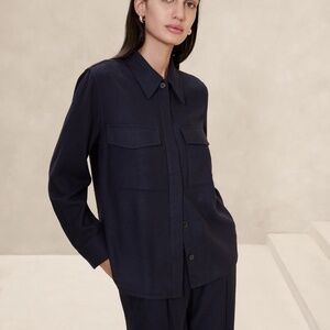 NWT Banana Republic Navy ARAMA ITALIAN FLANNEL SHIRT Small